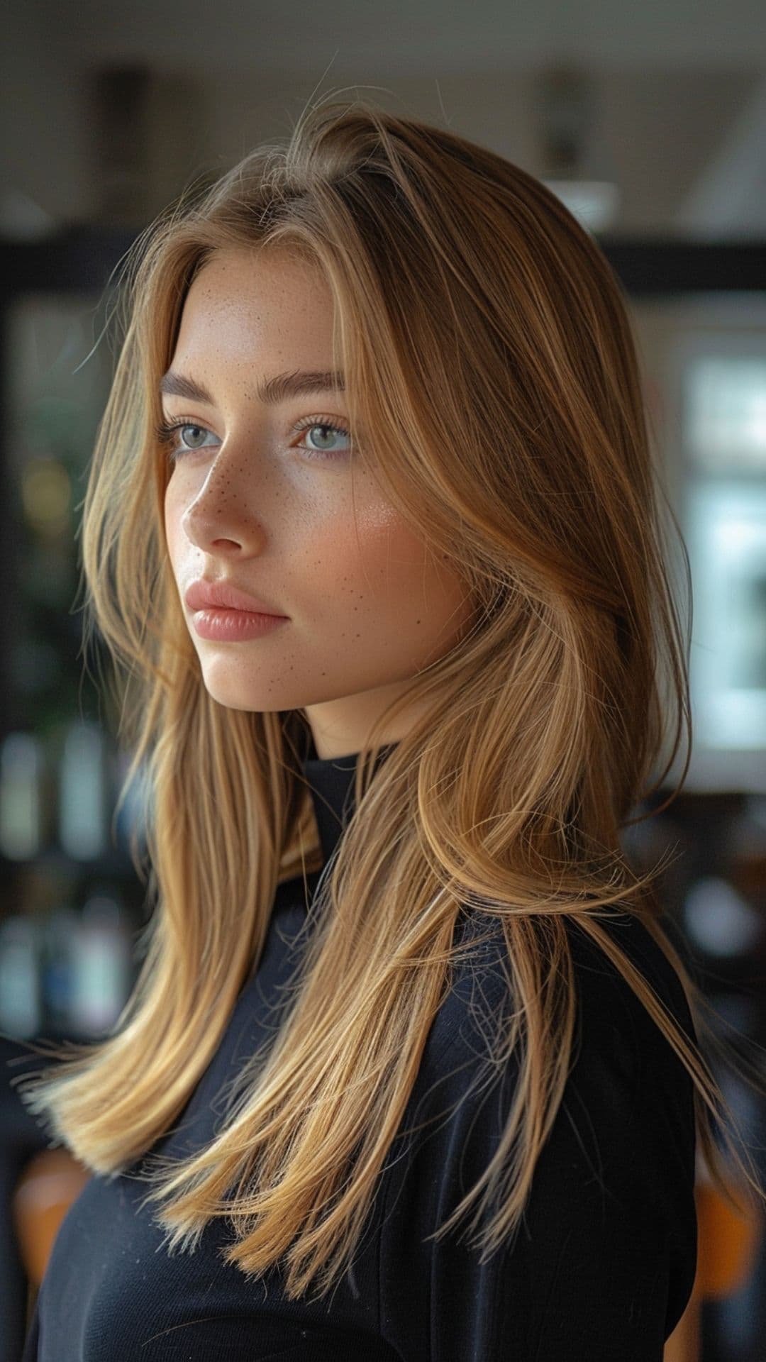 A woman modelling a classic milk tea hair.