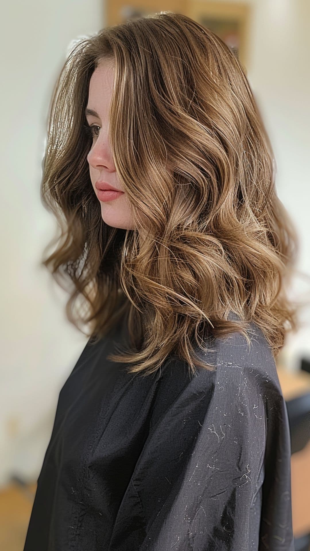 A woman modelling a cocoa and mocha hair.