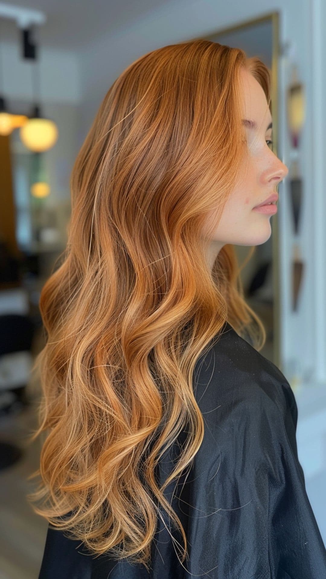 A woman modelling a light auburn hair.