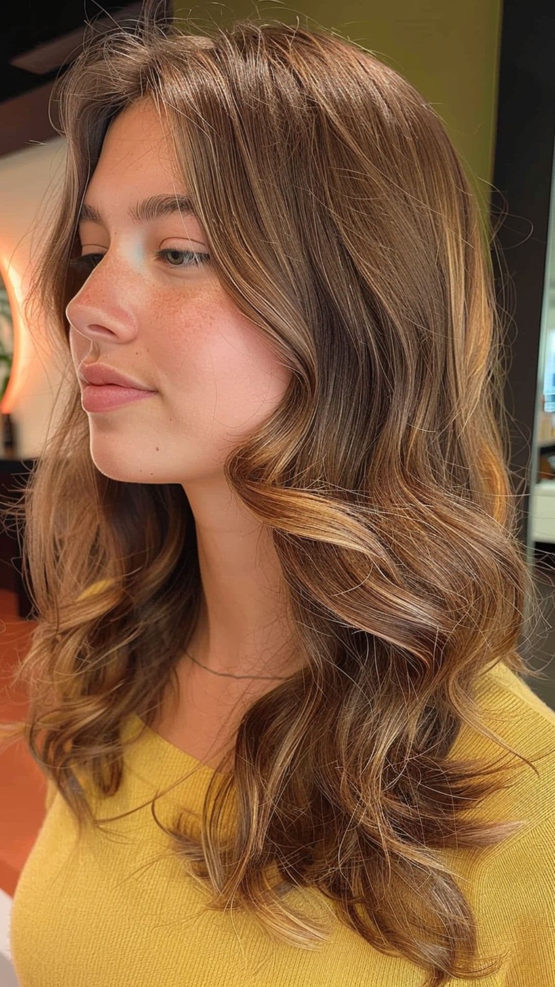 A woman modelling a subtle balayage hairstyle.