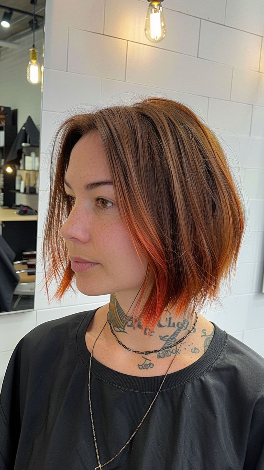 A woman modelling a textured inverted bob.