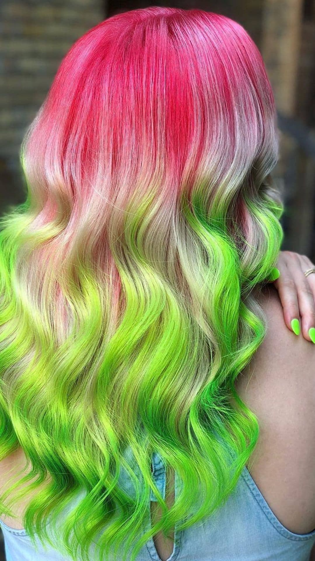 A woman modelling a Watermelon Hair.