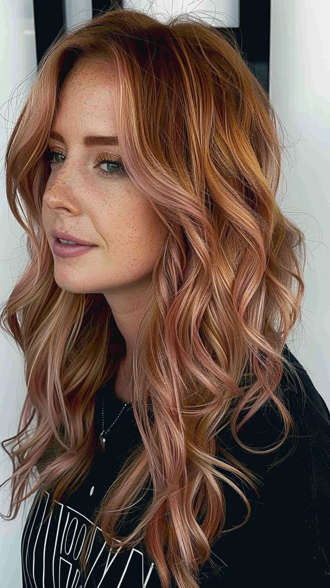 A woman modelling a rose gold loose waves.