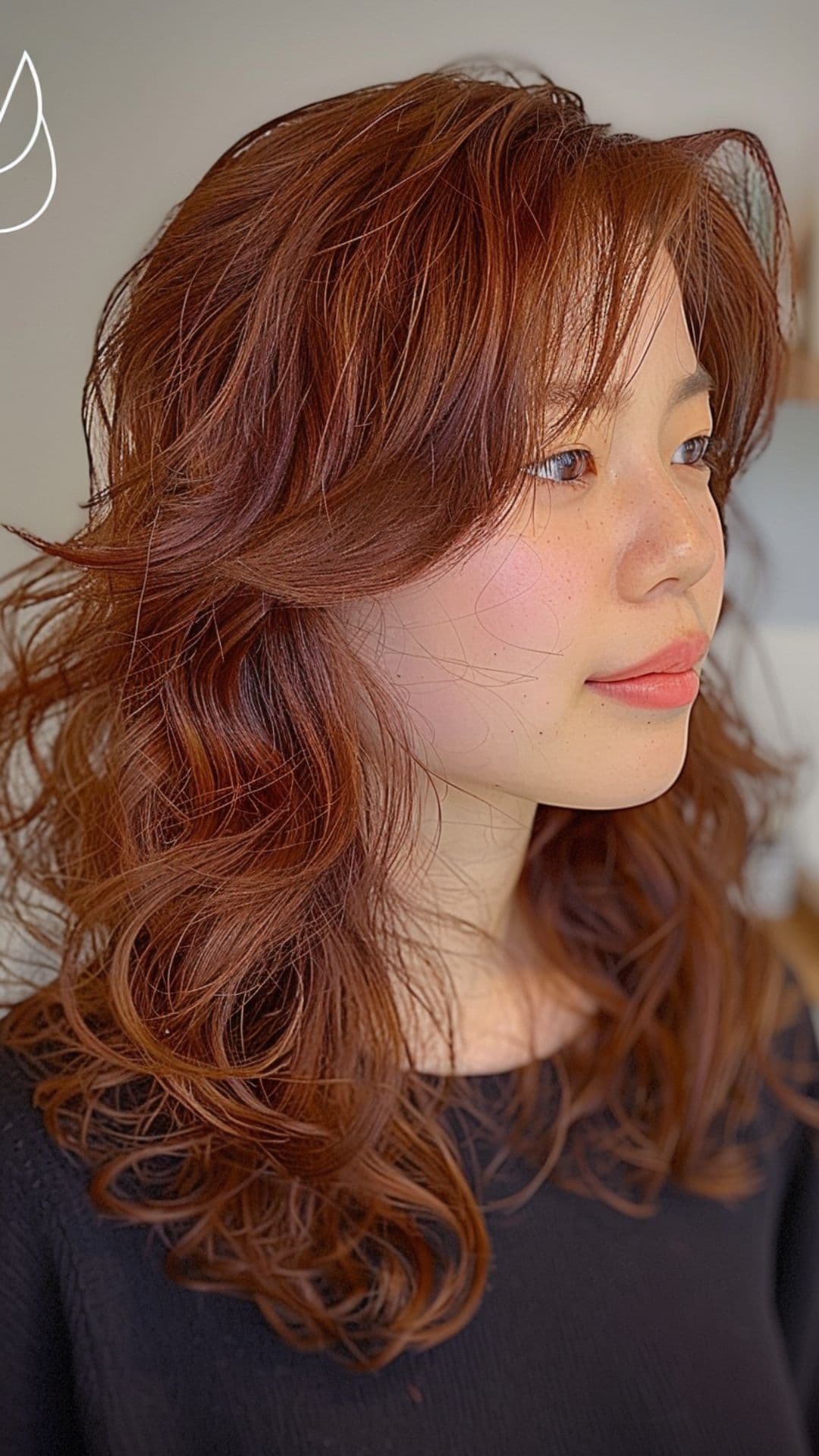 A woman modelling a soft auburn hair.