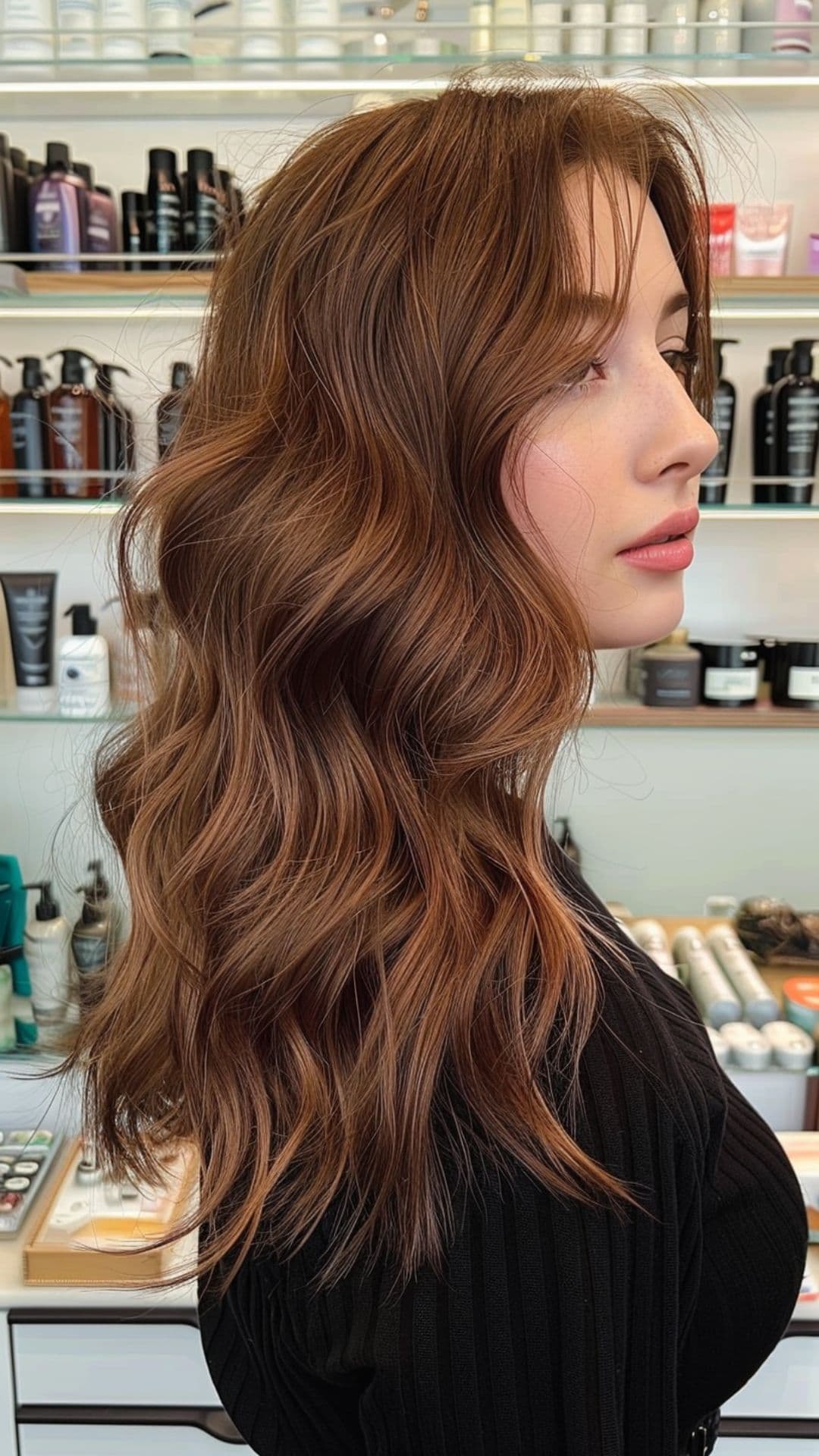 A woman modelling a soft mocha hair.